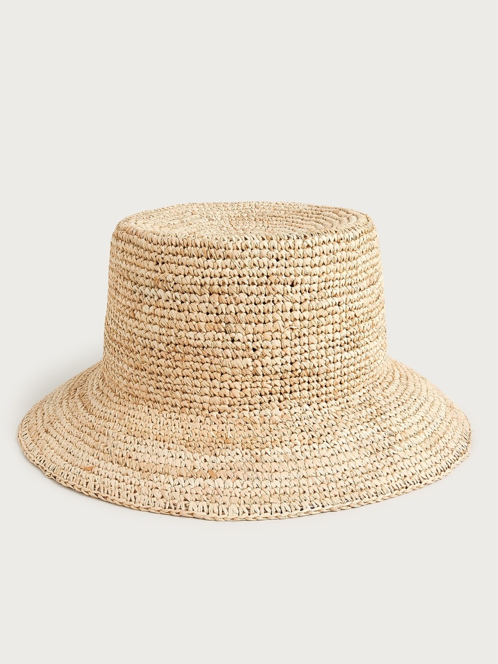 J. Crew Raffia Bucket Hat Natural Straw Tan Size Small Medium NWOT